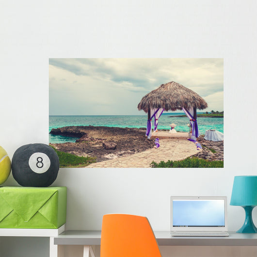 Relaxing on remote Tropical Paradise beach in Dominican Republic Wall Mural