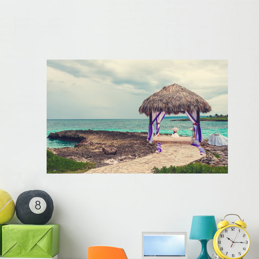 Relaxing on remote Tropical Paradise beach in Dominican Republic Wall Mural