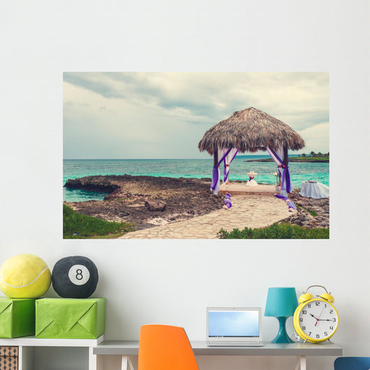Relaxing on remote Tropical Paradise beach in Dominican Republic Wall Mural