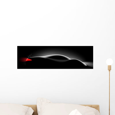 Realistic Sport Car Side Wall Decal shown on a wall