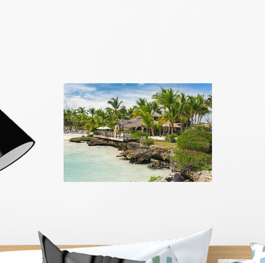 Relaxing on remote Tropical Paradise beach in Dominican Republic Wall Mural