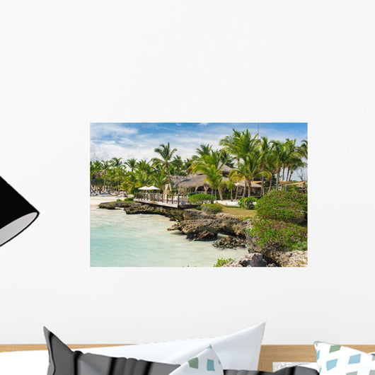 Relaxing on remote Tropical Paradise beach in Dominican Republic Wall Mural