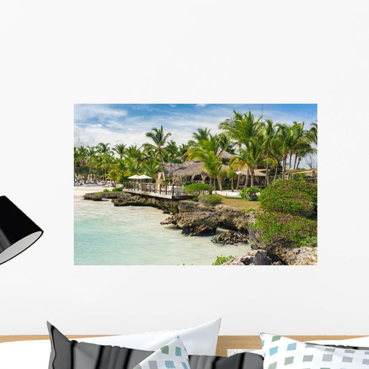 Relaxing on remote Tropical Paradise beach in Dominican Republic Wall Mural