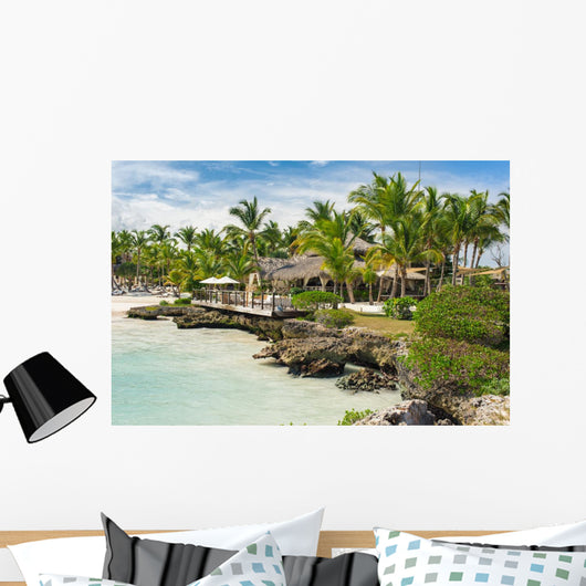 Relaxing on remote Tropical Paradise beach in Dominican Republic Wall Mural