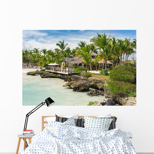 Relaxing on remote Tropical Paradise beach in Dominican Republic Wall Mural