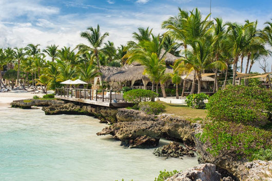 Relaxing on remote Tropical Paradise beach in Dominican Republic Wall Mural