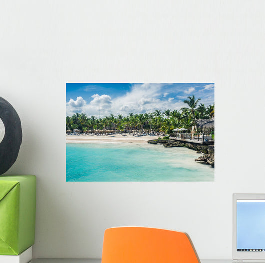 Relaxing on remote Tropical Paradise beach in Dominican Republic Wall Mural