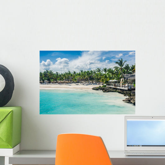Relaxing on remote Tropical Paradise beach in Dominican Republic Wall Mural