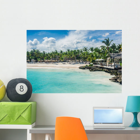 Relaxing on remote Tropical Paradise beach in Dominican Republic Wall Mural