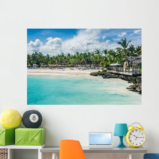 Relaxing on remote Tropical Paradise beach in Dominican Republic Wall Mural
