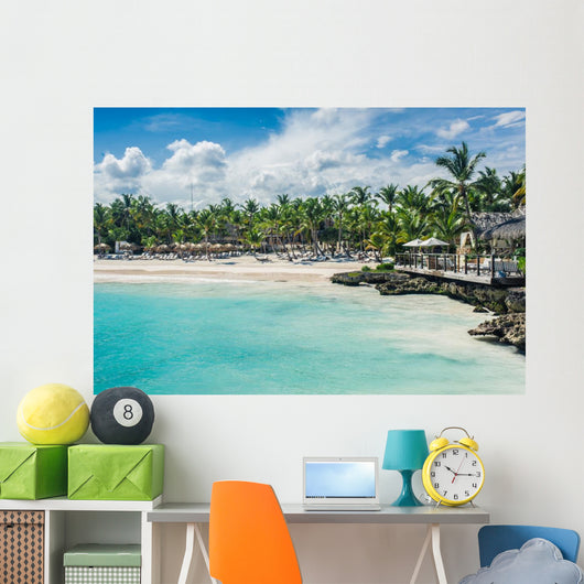 Relaxing on remote Tropical Paradise beach in Dominican Republic Wall Mural