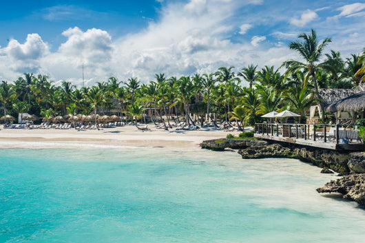 Relaxing on remote Tropical Paradise beach in Dominican Republic Wall Mural