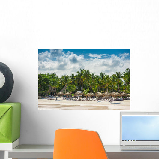 Relaxing on remote Tropical Paradise beach in Dominican Republic Wall Mural