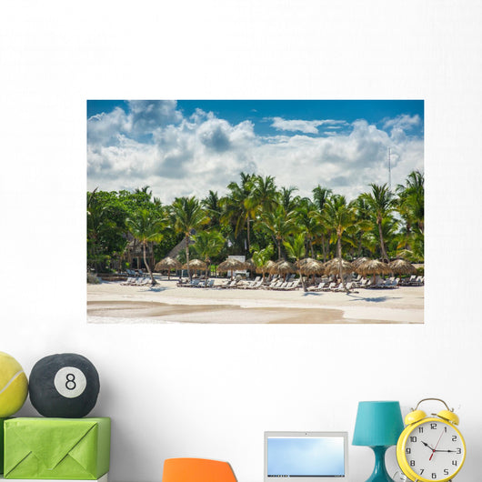 Relaxing on remote Tropical Paradise beach in Dominican Republic Wall Mural