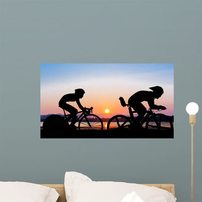 Triathlon Beach Evening Time Wall Decal shown on a wall