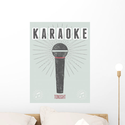 Vector typographic retro grunge karaoke party poster. Wall Mural