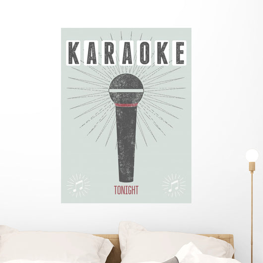 Vector typographic retro grunge karaoke party poster. Wall Mural