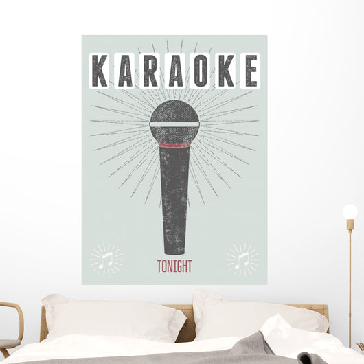 Vector typographic retro grunge karaoke party poster. Wall Mural