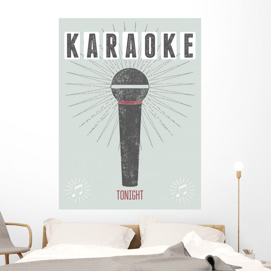 Vector typographic retro grunge karaoke party poster. Wall Mural