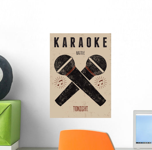 Vector typographic retro grunge karaoke party poster. Wall Mural