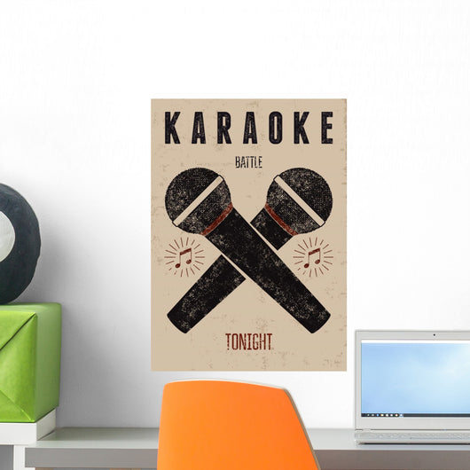 Vector typographic retro grunge karaoke party poster. Wall Mural