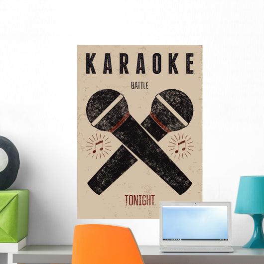 Vector typographic retro grunge karaoke party poster. Wall Mural