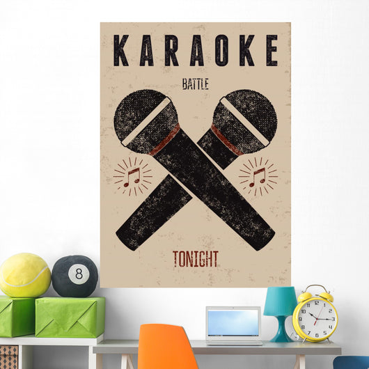 Vector typographic retro grunge karaoke party poster. Wall Mural