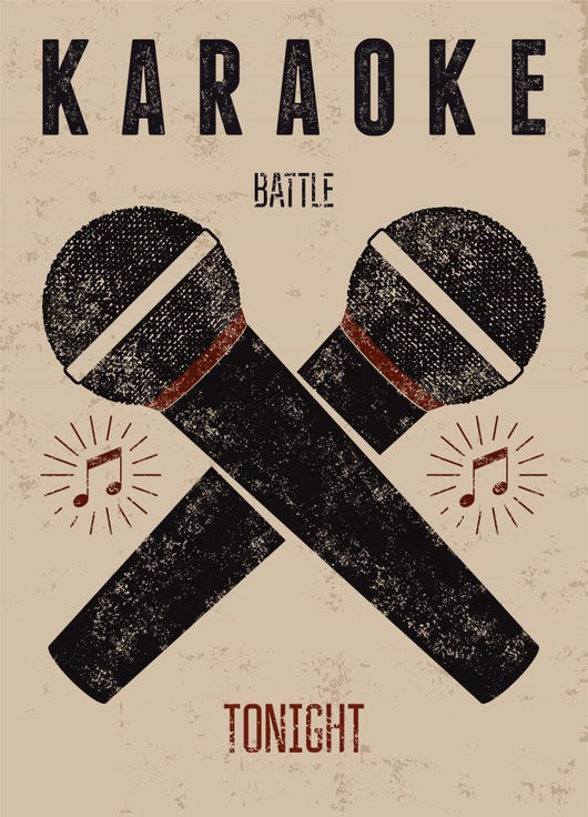 Vector typographic retro grunge karaoke party poster. Wall Mural