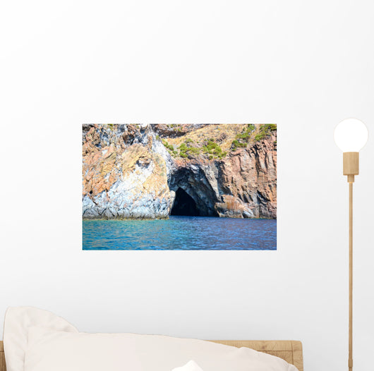 Panorama of the Aeolian islands seen from the sea Wall Mural