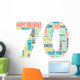 70th Birthday Word Cloud Wall Decal