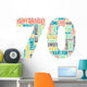 70th Birthday Word Cloud Wall Decal