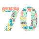 70th Birthday Word Cloud Wall Decal