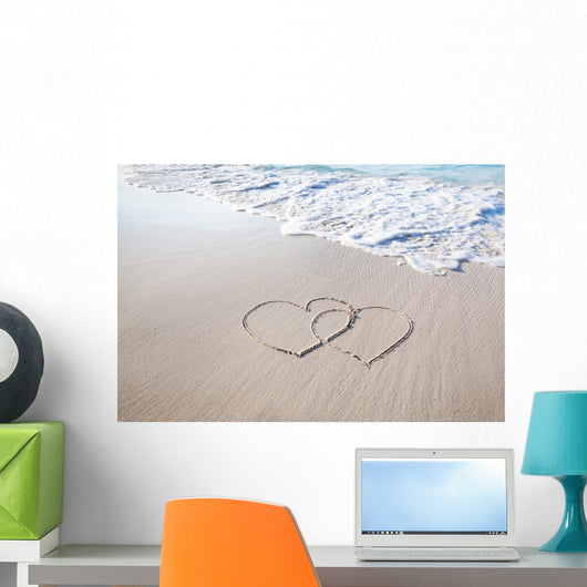 White Sandy Hand-drawn Hearts Wall Decal