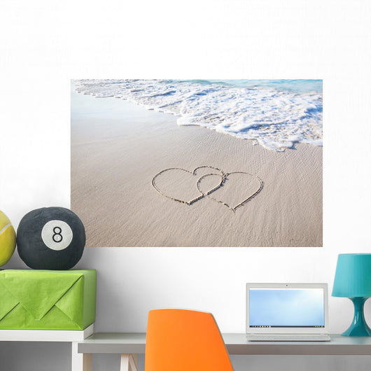 White Sandy Hand-drawn Hearts Wall Decal