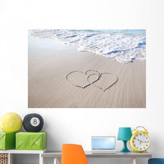 White Sandy Hand-drawn Hearts Wall Decal