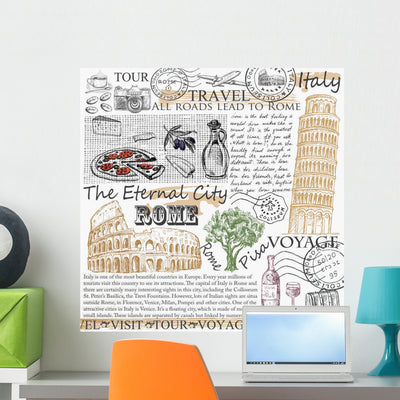 Rome Italy Wall Decal shown on a wall