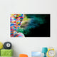 Portrait of the bright beautiful girl with art colorful make-up Wall Mural
