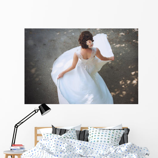 Beautiful Bride Standing Back Wall Decal