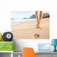 Woman Walking Sandy Beach Wall Decal