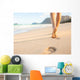 Woman Walking Sandy Beach Wall Decal