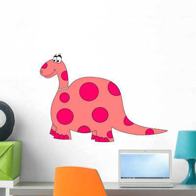 Dinosaur Miss Wall Decal shown on a wall