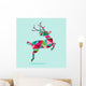 Modern Geometric Triangle Christmas Jumping Reindeer Wall Mural