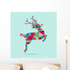 Modern Geometric Triangle Christmas Jumping Reindeer Wall Mural