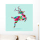 Modern Geometric Triangle Christmas Jumping Reindeer Wall Mural