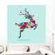 Modern Geometric Triangle Christmas Jumping Reindeer Wall Mural
