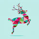 Modern Geometric Triangle Christmas Jumping Reindeer Wall Mural
