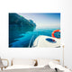 Private Boat near Mountains Wall Decal