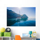Yacht sailing along the shore the sea in calm weather. Wall Mural