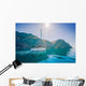 Yacht sailing along the shore the sea in calm weather. Wall Mural