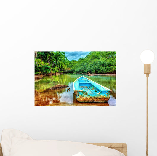 Old Boat Tropical River Wall Decal